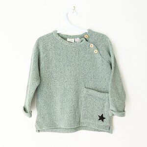 Zara seafoam + black speckled sweater